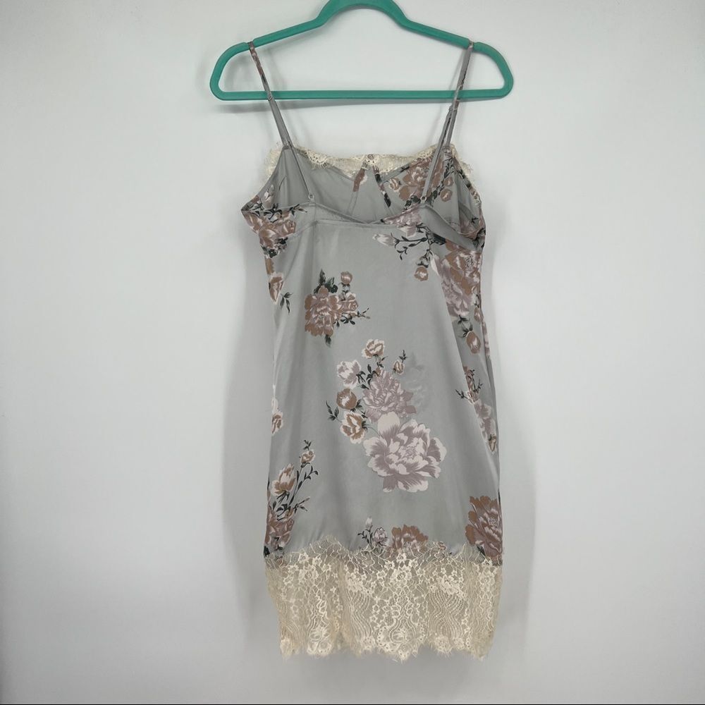 Y2K Intimately Free People Floral Sleeveless Lace-trim Slip Eyelash Fringe Dress - Picture 6 of 11